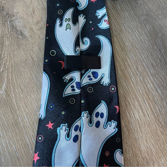 MENS NECK TIE Ghost Halloween Spooky Design - Picture 4 of 6